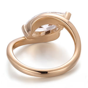 Bague de fiançailles et de mariage tendance 2025 en or jaune massif 18K, 14K, 10K avec diamant marquise CVD, bijoux fantaisie pour femme - Product Image 3