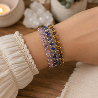 Bracelet populaire en perles Tila, œil de tigre naturel, améthyste, agate, réglable, unisexe, pierres précieuses énergétiques, bijoux faits à la main, vente en gros, cadeau