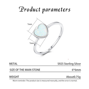 แหวนโอปอลรูปหัวใจ เงินแท้ 925 ประดับแบบ Bezel Setting แหวนพลอยสุดโรแมนติกสำหรับผู้หญิง สวมใส่ได้ทุกวัน - Product Image 3