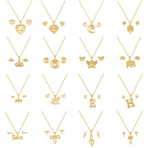 Moda all'ingrosso su misura 3d simpatico girocollo animale per <span class=keywords><strong>bambini</strong></span> personaggio dei cartoni animati nome collana in acciaio inox 18k catena in oro piatto - Product Image 2