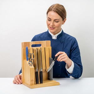 Juego de cuchillos de acero inoxidable JAYA MATA, juego de cuchillos de cocina con soporte de madera, juego de 9 piezas con tabla de cortar - Product Image 1