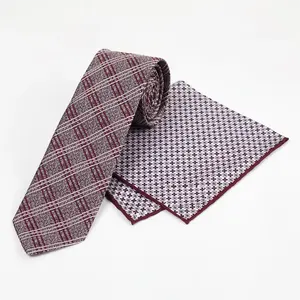 新英国风格超细纤维聚酯男式领带和衬衫手帕