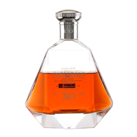 Penjualan Langsung Pabrik Botol Kaca Kristal Potongan Facet dengan Alas Tebal untuk Whiskey Brandy Rum Vodka Tequila Custom