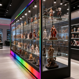 Vitrine pour modèles réduits de voitures avec vitrine en verre trempé sur mesure et éclairage de base LED couleur, idéale pour la présentation de produits de fumer - Product Image 1
