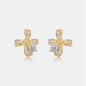 Neuankömmling Fine <span class=keywords><strong>Jewelry</strong></span> Sterling Silber Ohr stecker Mode Schmetterlings förmige vergoldete Moissan ite für Damen Ohrringe - Product Image 2