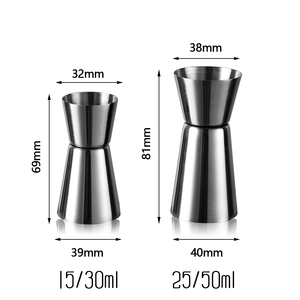 Jigger de Cócteles de Acero Inoxidable Ecológico en Oro Rosa/Plata, 15/30 ml, 25/50 ml, 1 oz/2 oz, para Fiestas - Product Image 3