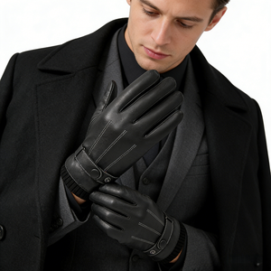 Gants en <span class=keywords><strong>cuir</strong></span> PU imperméables et doublés polaire épais pour hommes, idéaux pour le cyclisme et la conduite – Collection 2026, Vente Flash - Product Image 1