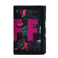 Dompet Lipat Tiga Poliester dengan Logo, Kantong Resleting, Penutup Velcro, Aman, Portabel, Tempat Kartu