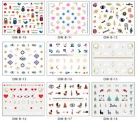 Autocollants 3D Métalliques Dorés pour Ongles, Tatouages Brillants pour Ongles, Décalcomanies Adhésives Scintillantes, Motifs Fleur, Couronne, Lettre d'Amour