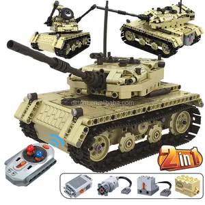 759pc zırhlı Rc kaplan tankı yapı taşları oyuncak DIY tuğla teknik tankı WW2 seti oyuncaklar