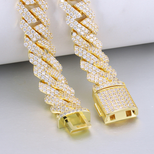 De Lujo para <span class=keywords><strong>hombre</strong></span> collar Cz pavé enlace cubano <span class=keywords><strong>cadena</strong></span> 14k chapado en oro helado punta cubano <span class=keywords><strong>cadena</strong></span> - Product Image 3