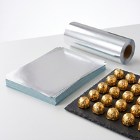 Rouleau de papier aluminium de 12 microns, souple, thermoscellable, gaufré, avec revêtement laqué, pour l'emballage de tablettes de chocolat, imprimé sur mesure