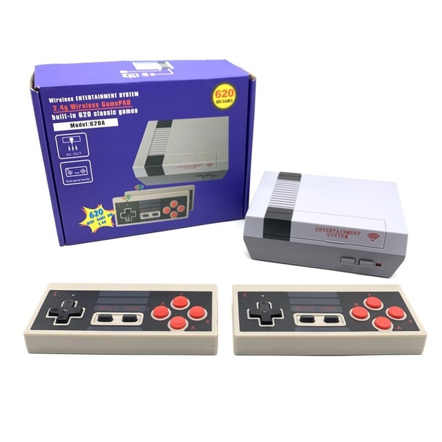 Classic Mini Handheld Retro Game Console Plug and Play 620 Video Games AV Output Video Game with Dual Wireless Controllers