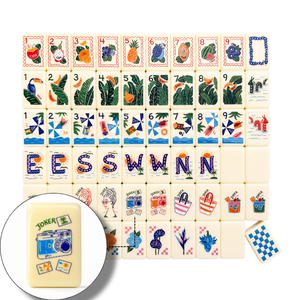 Ensemble de Mahjong imprimé sur carreaux, style américain, en acrylique écologique, pour 4 joueurs, idéal pour les activités de loisirs en plein air et la <span class=keywords><strong>plage</strong></span> - Product Image 5