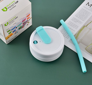 Silicone đóng mở du lịch cốc cà phê thân thiện với môi có thể gập lại uống ly với rơm nắp nhựa BPA miễn phí tái sử dụng cốc di động - Product Image 3