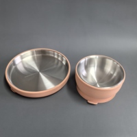 Ensemble d'alimentation pour tout-petits en acier inoxydable de qualité alimentaire sans BPA avec gobelet anti-fuite, assiette et bol en silicone antidérapants