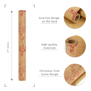 Hot Design Thickened Matte Craft <b>Paper</b> Vintage Bronzing Elk & Tree Pattern Christmas Gift Packing <b>Paper</b> Roll - Product Image 2
