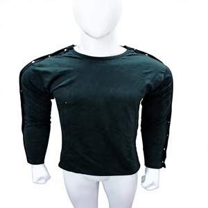 both side shoulder and full sleeves dual Access <b>Post</b> Surgery & Rehab Unisex 100% Cotton men Solid Jersey Snap men tShirt - Product Image 1