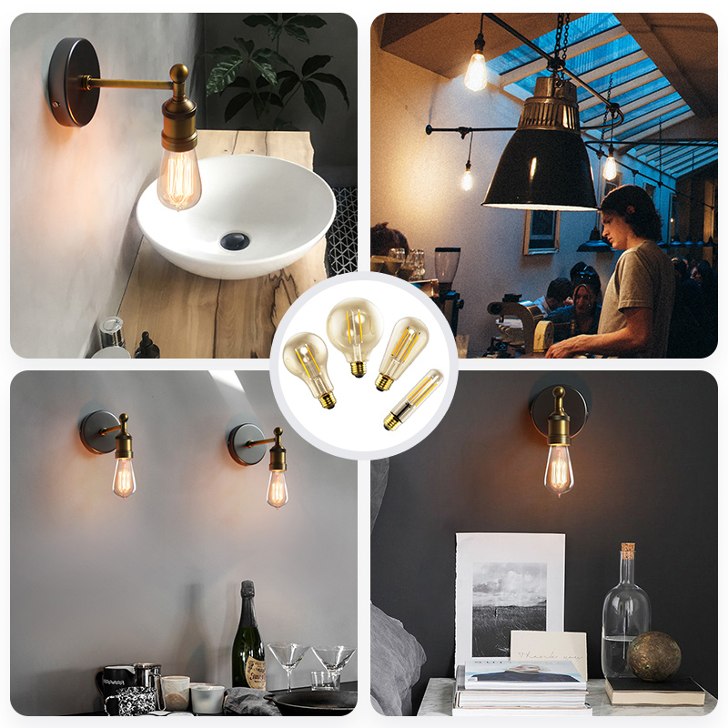 WOOJONG A60 Glass Filament Incandescent Bulb - 230V E27/E Base - Brass Material - CE ERP Certified