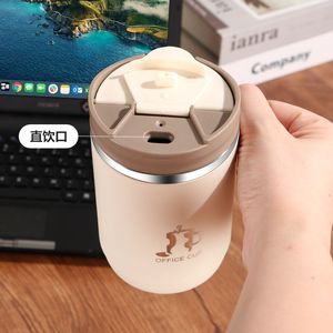 Taza de oficina de acero inoxidable con tapa y acabado mate para té y café - Product Image 1