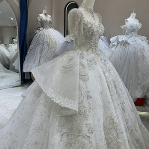 Vestido de Novia de Manga Corta DW0048, Nuevo Diseño con Lentejuelas y Cuentas, Escote Corazón, Apliques de Cristal y Encaje <span class=keywords><strong>para</strong></span> Bodas Civiles - Product Image 4