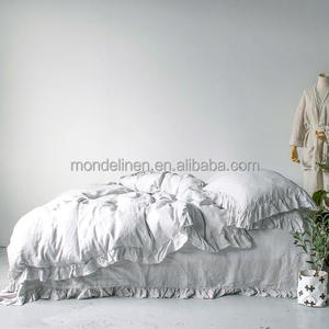 Cổ Điển Pháp linen 100% lanh lanh Ruffle phong cách tấm ga trải giường Duvet cover Set - Product Image 2