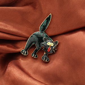 Black <b>Cat</b> Fashion Brooch Zinc Alloy Animal Shape Unisex Jewelry <b>Gift</b> Accessory - Product Image 4