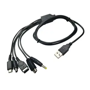 Kabel pengisi daya USB 5 in 1 untuk konsol Game, kabel pengisi daya USB SP/3DS/NDSLITE/WII U/PSP