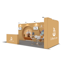 Stand d'exposition modulaire pliable portable 10x20 pieds en aluminium à sublimation thermique, montage rapide sans outils