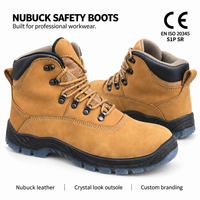 Bottes de sécurité en cuir nubuck personnalisées EN ISO 20345, semelle cristalline antidérapante, chaussures de randonnée et de travail, vente en gros pour les marchés américain et européen