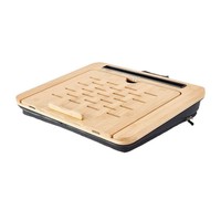 Nouveau support portable pour ordinateur portable en bambou durable avec coussin réglable en angle et étui de protection