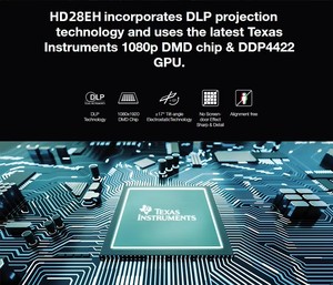 Projecteur Optoma HD28EH haute luminosité, résolution native 1080p, 4000 lumens ANSI, DLP, home cinéma, projecteur HDR10, Full 3D, projecteur de jeu - Product Image 6