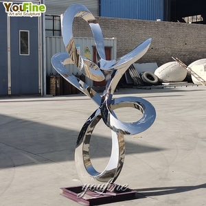 YOUFINE Décoration de jardin d'extérieur, sculpture abstraite en acier inoxydable poli miroir, fabricants à vendre - Product Image 5