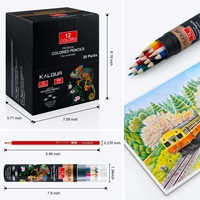 Coffret de 12 crayons de couleur KALOUR dans un cylindre en papier, avec 240 crayons de couleur de qualité supérieure, taille-crayon, stylo et estompeur sans couleur.