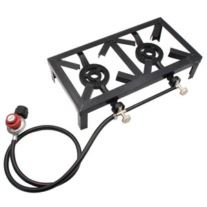 Portable Gas <b>Stove</b> Cast Iron Dual Burner Propane Outdoor Camping <b>Stove</b> - Product Image 1
