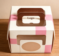Boîte à gâteau pour gâteaux faits maison, boîte en papier biodégradable de qualité alimentaire avec poignée et fenêtre pour les réunions de famille
