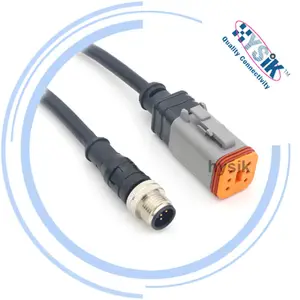Ip67 Waterproof Cable IP67 Waterproof PVC PUR Male Female M12 Connector 2 3 4 5 6 8 12 17 Pin A B D X S K Coding Cables