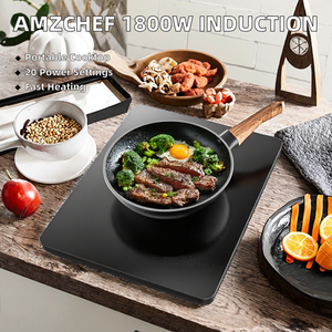 Table de cuisson à induction portable <span class=keywords><strong>AMZCHEF</strong></span> 1800W, 20 réglages de température, brûleur unique, panneau en verre trempé, chauffage rapide, faible bruit - Product Image 2