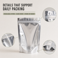 Sachets Doypack Holographiques Personnalisés Durables avec Fenêtre Transparente et Fermeture Zip Refermable pour Emballage de Noix et Snacks, Qualité Alimentaire, Vente en Gros