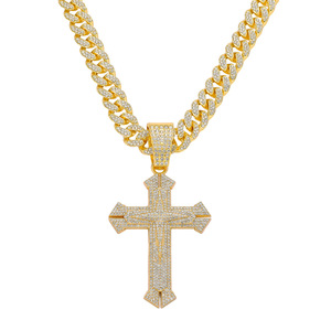 New Hot Selling Personalized Hiphop Style <b>Cross</b> Pendant Necklace Alloy Cuban Link <b>Chain</b> Men's Necklace Fashion Jewelry Wholesale - Product Image 6