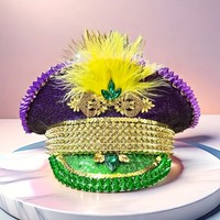 Chapeau de capitaine steampunk en strass à faible MOQ, chapeau de pirate avec logo personnalisé, idéal pour les tournois de joute et les concours de tir à l'arc