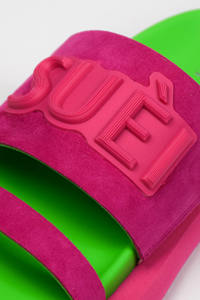 Sandalias Planas de Verano Suei de la Mejor Calidad, Fabricadas en Italia con Cuero de Gamuza Color Verde Fluorescente, Ligeras, Antideslizantes, para Uso Diario - Product Image 5