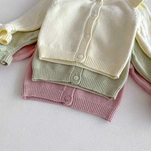 Sweet Baby Girls Primavera Otoño Ruffle Knit Set Botones Cardigans Pantalones acampanados Infant <span class=keywords><strong>Bebe</strong></span> Knitted Two Pieces - Product Image 3