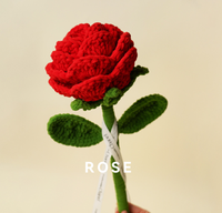 Grande rose artificielle unique, rose tricotée à la main au crochet, fleur pour mariage, Saint-Valentin, cadeau d'amour