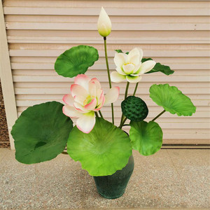 E07348 Parco Decorazione di Cerimonia Nuziale 3D Plastica Fiore di Loto Faux Pianta Giglio di Acqua di Loto Artificiale <span class=keywords><strong>Fiori</strong></span> per <span class=keywords><strong>le</strong></span> Decorazioni del Giardino - Product Image 2