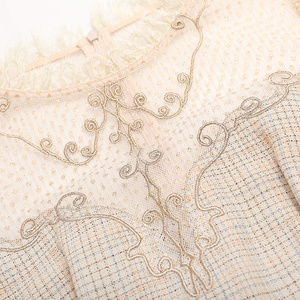 <span class=keywords><strong>Tuta</strong></span> da donna estiva a vita alta <span class=keywords><strong>Beige</strong></span> Skinny con Plaid in Nylon traspirante e manica a bolle comoda e alla moda - Product Image 6