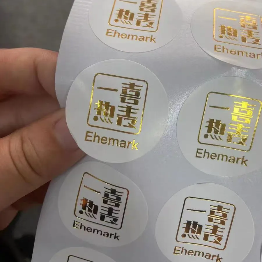 Transparent logo gilded sticker printed with PVC self-adhesive crystal sticker