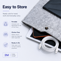Stok Tersedia Kabel Pengisian Cepat USB-C ke USB-C 60W 2M Silikon Lembut, Kabel Sinkronisasi Data Tipe-C untuk Ponsel, Tablet, Power Bank