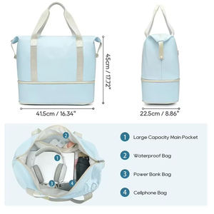 Sac de voyage pliable, sac de sport, sac de <span class=keywords><strong>week</strong></span>-<span class=keywords><strong>end</strong></span>, sac de sport pour la nuit, avec poche extensible et compartiment sec/humide - Product Image 2
