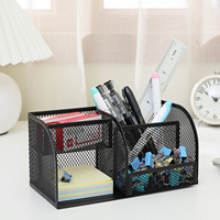 Support de stylos et crayons carré en métal noir à quatre compartiments, nouveau organisateur de bureau, pour la maison, le bureau et l'école, support pour notes autocollantes